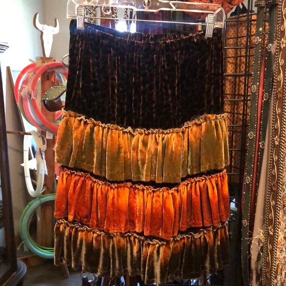 Reb Collection skirt, new with tags hand made one of a kind velvet tiered skirt. - Picture 1 of 2